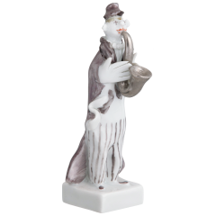 Clownskapelle Clown mit Saxophon, Platin staffiert, reich, 7,5 cm