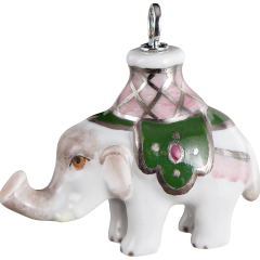 Anhänger Elefant Decke Grün, H 3,4 cm