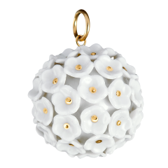 Anhänger Schneeballblüten-Boule, Blütenstempel Gold staffiert, Ø 2,8 cm
