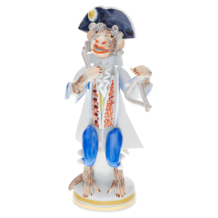 Affenmusiker Kleinpl/Triangel, Blau und Rot staffiert, H 11,3 cm
