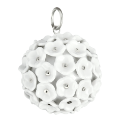 Anhänger Schneeballblüten Boule, Blütenstempel Platin staffiert, Ø 2,8 cm