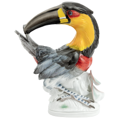 Tukan, Kombination Inglasur und Aufglasurmalerei, H 32 cm