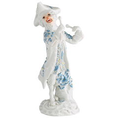Affenkapelle Paukenschläger, Bunt staffiert,Indische Malerei, hellblau, H 15 cm