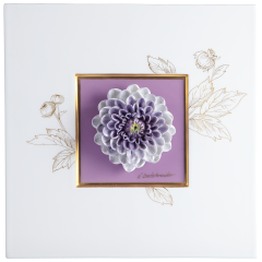 Wandbild mit Dahlienblüte, Violetter Fond, Sign. H. Bretschneider, H 23 cm