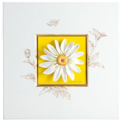 Wandbild mit Margeritenblüte, Gelber Fond, Sign. H. Bretschneider, H 23 cm