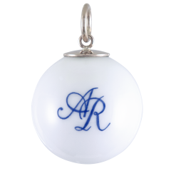 Anhänger "Boule", Monogramm (2 Buchstaben) in Kobaltblau, Ø 2,2 cm