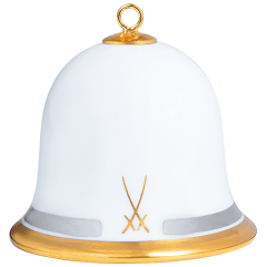 Miniatur-Glocke, Bänder in Platin und Gold, Markenzeichen Meissen, gold, H 5 cm