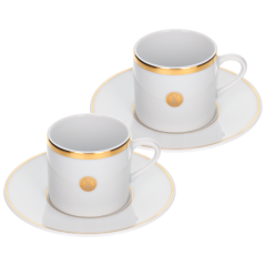 Espressotassen-Set, 4-tlg., Form "No 41", Swords Luxury Gold, Schwertermedaillon, Goldband