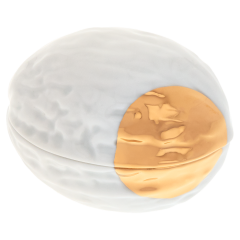 Walnussdose, Goldpunkt, L 6,5 cm