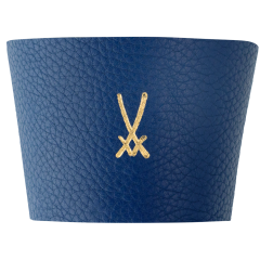Manschette zu Coffee to go Becher, blau, Markenzeichen, gold