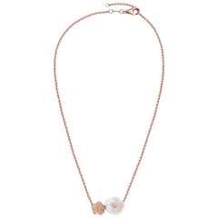 Collier Royal Blossom Pavé,  750 Roségold, Länge 45 cm plus 1 Öse bei 42 cm, 32 Brillanten 0,18 ct VS fw