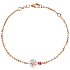 Armband Royal Blossom Gem "Turmalin Rosa", 750 Roségold, 1 Porzellanblüte S, 1 Turmalin Rosa 0,28 ct, 1 Brillant 0,02 ct, TW, VSI,