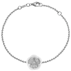 Armband Royal Blossom Pavé, 750 Weißgold, 1 Blüte pavé, 1 Porzellanblüte M, 49 Brillanten 0,224 ct, TW, VSI, VS Gut, Länge 19 cm,