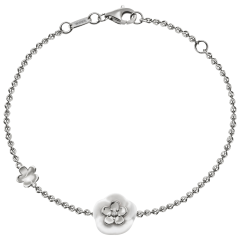 Armband, Gold 750 Weiss, Länge 19 cm plus Öse bei 17 cm, poliert, mit Tag, Anker mit Karabiner, 1 Brill 0,01 ct SI1 weiss, 1 Porze