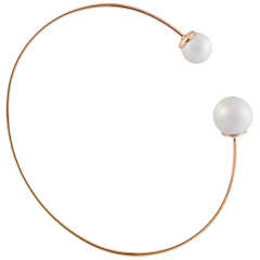 Armreif Pearl Collection Pure White, 750 Roségold, 2 Porzellanperlen in den Größen 8 und 10mm