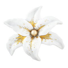 Brosche Bloom Collection, 925 Silber rosé vergoldet mit einer geöffneten Blüte aus Porzellan in Gold staffiert