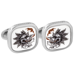 Manschettenknöpfe Ming-Drache Schwarz, 925 Sterlingsilber
