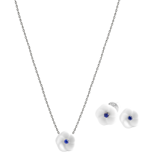 Set Royal Blossom Basic Saphir Ohrstecker & Collier, 750 Weißgold