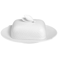 Butterdose, Form "Wellenspiel Relief", Weiß, L 22 cm