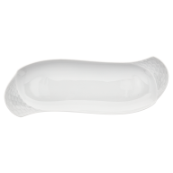 Schale, groß, Form "Wellenspiel Relief", Weiß, L 25,5 cm