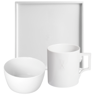 Homeoffice-Set, 3-tlg., Henkelbecher "Berlin", Platte und Schüssel "MEISSEN® Cosmopolitan", Weiß