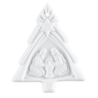 Tree decoration, Christmas tree with Mary and Joseph, Medals white, H 5,5 cm