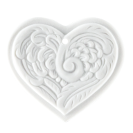 Baumschmuck, Flügelherz, klein, Medaillen, weiß, H 3,7 cm