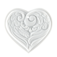 Baumschmuck, Flügelherz, mittel, Medaillen, weiß, H 4,4 cm
