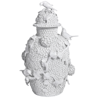 Vase mit Schneeballblüten, H 53 cm