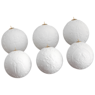 Baumschmuck, Kugel-Set, Reliefmotive, Weiß, Biskuit