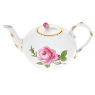 Teekanne, klein, Form "Neuer Ausschnitt", Rose mitte, bunt, Goldrand, V 1 l