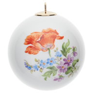 Baumschmuck Kugel, Vintage Blume 3, Feuermohn, Goldrand, Ø 5 cm