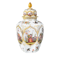 Deckelvase "Chinoserien", Chinoserien nach Höroldt, H 48 cm