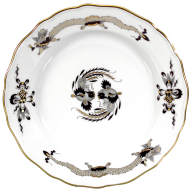 Vorspeise- und Dessertteller, Form "Neuer Ausschnitt", Reicher Drache, schwarz, goldschattiert, Goldrand, Ø 20 cm