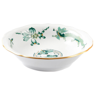 Dessertschale, Form "Neuer Ausschnitt", Reicher Drache, grün, goldschattiert, Goldrand, Ø 14,5 cm
