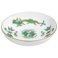 Schälchen, Form "Neuer Ausschnitt", Reicher Drache, grün, goldschattiert, Goldrand, Ø 8 cm