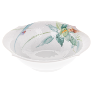 Schüssel, mittel, Form "Wellenspiel Relief", Waldflora mit Insekten, bunt, weißer Rand, ø 21,5 cm