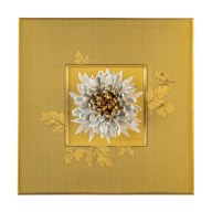 Wandbild Goldene Chrysantheme, Unikat Horst Bretschneider, 23 x 23 cm