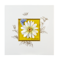 Wandbild Margerite mit Schmetterling, Unikat Horst Bretschneider, 23 x 23 cm