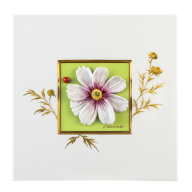 Wandbild Cosmea mit Marienkäfer, Unikat Horst Bretschneider, 23 x 23 cm