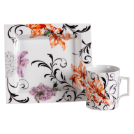 Homeoffice-Set, 2-tlg., Henkelbecher, Vide-Poche, "Flower Ornament"