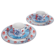 Kaffeegedeck, 6-tlg. für 2 Personen, "MEISSEN Collage", "Bloomy Feathers"