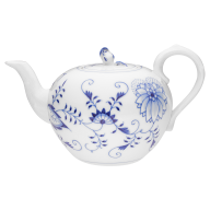 Teekanne, klein, Form "Neuer Ausschnitt", Zwiebelmuster, kobaltblau, weißer Rand, V 1 l