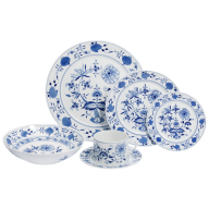 Starter-Set, 6-tlg. für 1 Person, Form "No 41", Zwiebelmuster, kobaltblau, weißer Rand