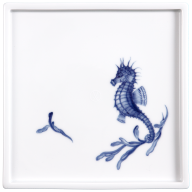 Platte, Form "MEISSEN® Cosmopolitan", "Blue Treasures", Seepferdchen, 21 x 21 cm
