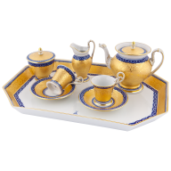 Set "Kobaltblaue Kanten mit Brokatmalerei"