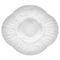 Gourmetteller, tief, Form "Schwanendessin", Biskuit Weiß, L 29,5 cm