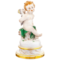 Amor mit gebund. Händen, Bunt und gold staffiert, H 19 cm