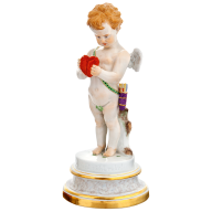 Amor, in Verlegenheit, vor einem gebrochenen Herzen, H 22,5 cm