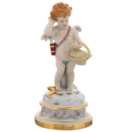 Enttäuschter Amor mit Korb, H 20 cm